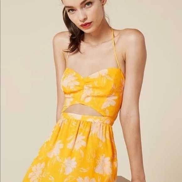 Reformation Addie Midi Floral Yellow Dress - Picture 2 of 9